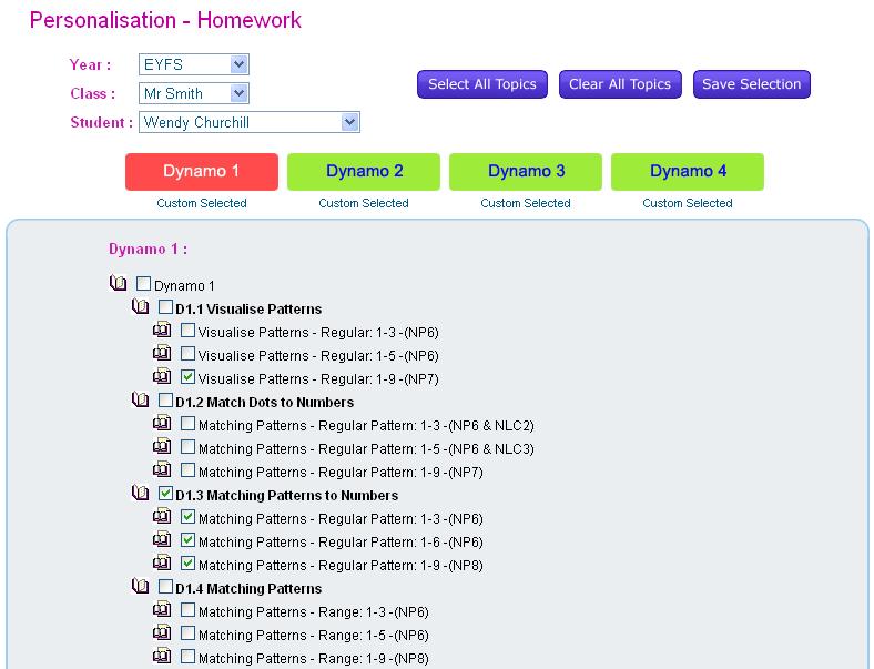 2.2.1.4 Personalise or Set Homework for Students Now that you have added Students and explored the Teacher Reports, from the Menu select Personalise.