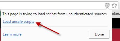 allow loading unsafe scripts in order for the MyLab content areas to