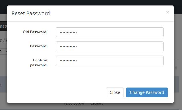 Your Account - changing your password To change your password, select RESET PASSWORD from the YOUR ACCOUNT pull down menu.