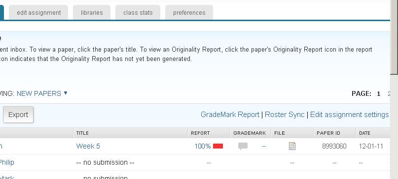Student submissions GradeMark report access 7.