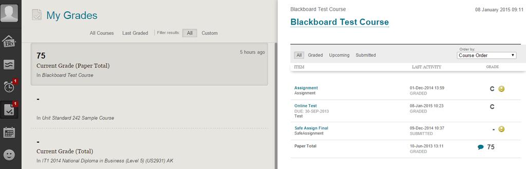 On this page you can sort by all courses or graded assessments.