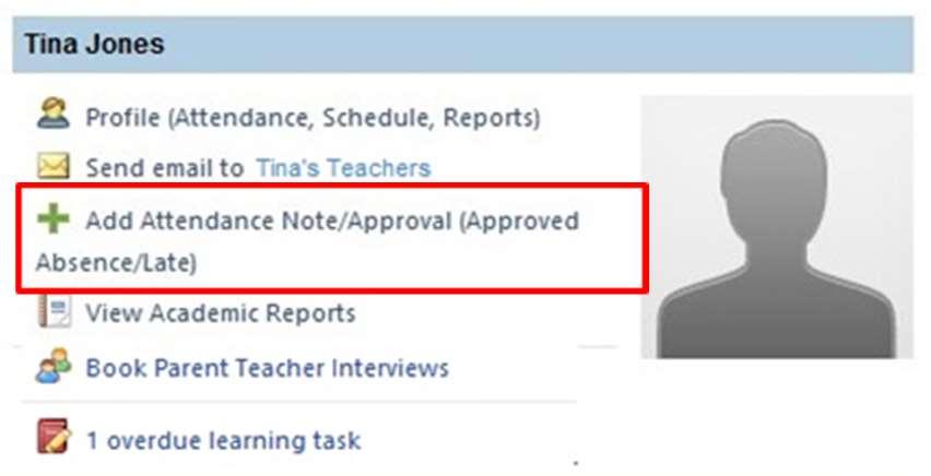 Attendance: Entering parent approval for future student absences