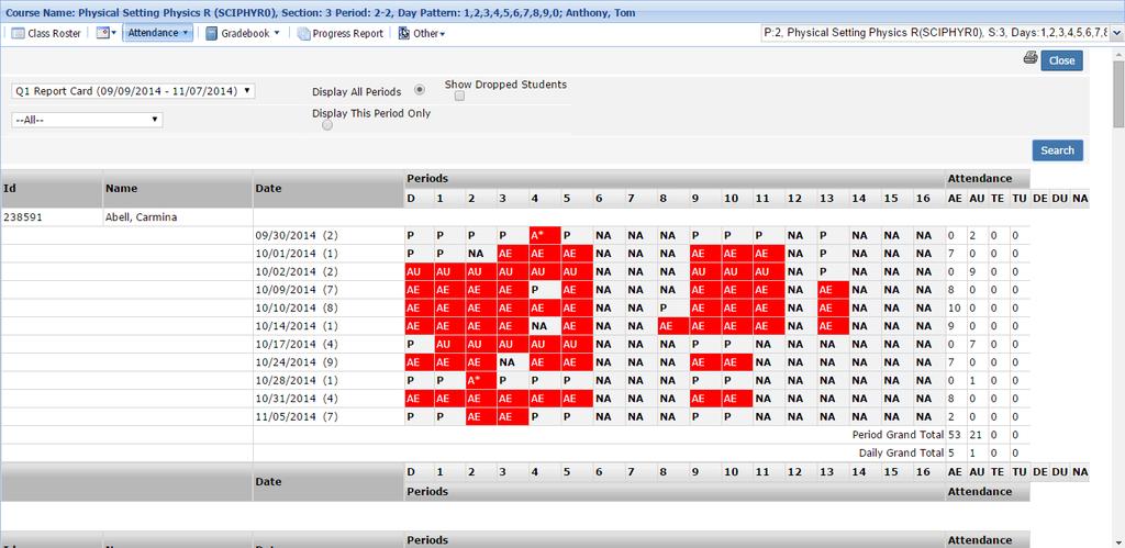 reason entered) eschooldata Student Management System Attendance Summary by Marking Period Select Attendance Summary from the Attendance Menu to view the Attendance Summary by Marking Period for the