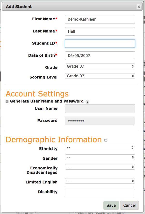 Adding a New Student to a Course If a student is new to the school and does not have a PEG Writing account, a teacher can create an account for the student by completing the following steps: COURSE