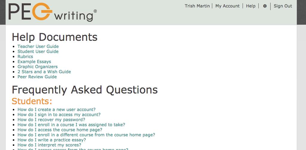 The Help page displays a list of links to Help Documents and several Frequently Asked Questions. Figure 11.