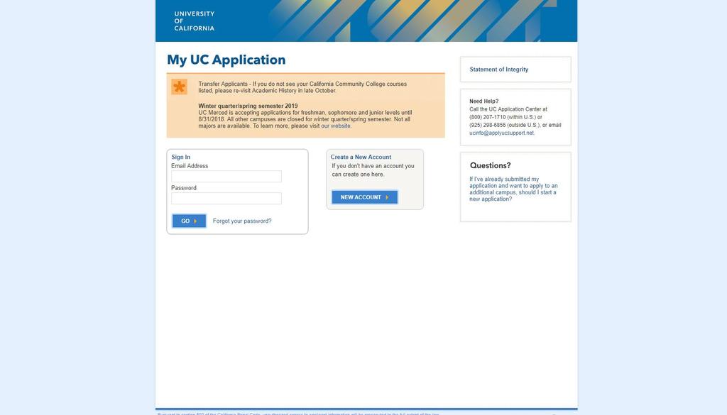 the uc application one application can be sent to multiple campuses test scores must be reported on application and sent from college board or act to one campus no transcript of letter of