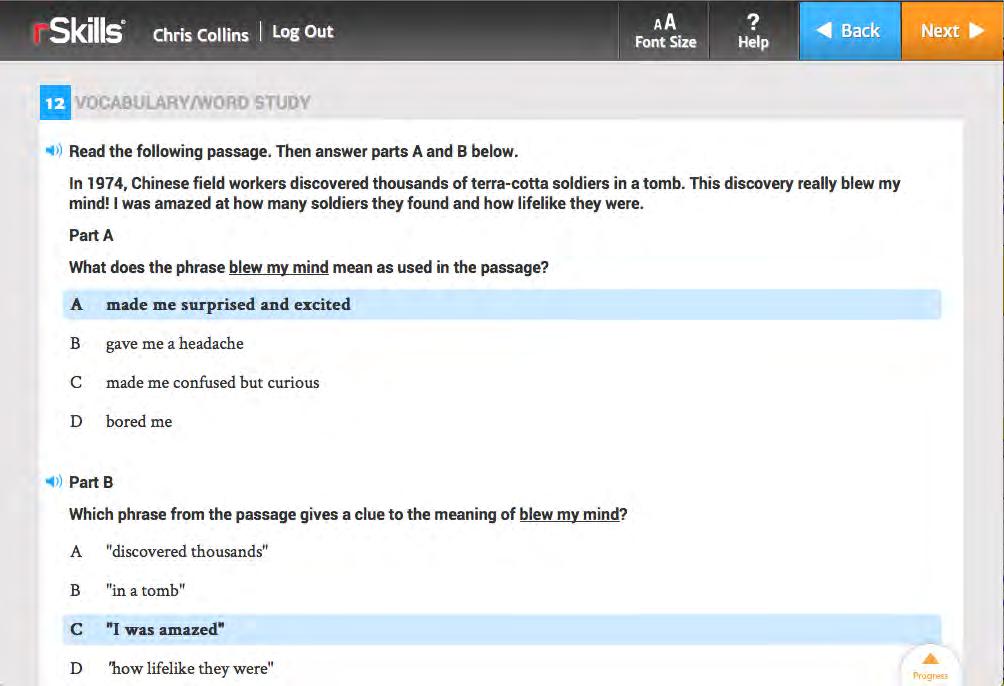 Answering Two-Part Questions Some questions in rskills College & Career are two-part questions.