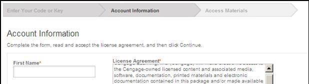 Complete the Account Information form, read and accept the license agreement, and