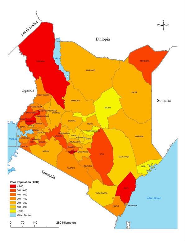 Number of Overall Poor at County Level 22/03/2018 Kenya