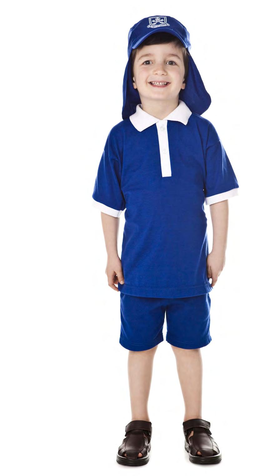 Early Learning Centre Summer Uniform Early Learning Centre Winter Uniform Boys wear short sleeve polo shirt royal blue with white collar and trim. Boys wear royal blue shorts with a drawstring waist.