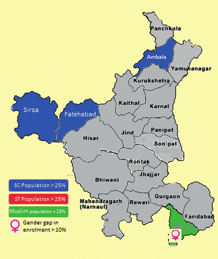 Haryana Total population 2.11 Cr. Literacy rate 67.9 % Urban population 29.0 Female literacy rate 55.7 % SC population 19.3 Male literacy rate 78.5 % ST population 0.