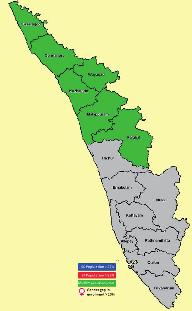 Kerala Total population 3.18 Cr. Literacy rate 90.9 % Urban population 26.0 Female literacy rate 87.7 % SC population 9.8 Male literacy rate 94.2 % ST population 1.