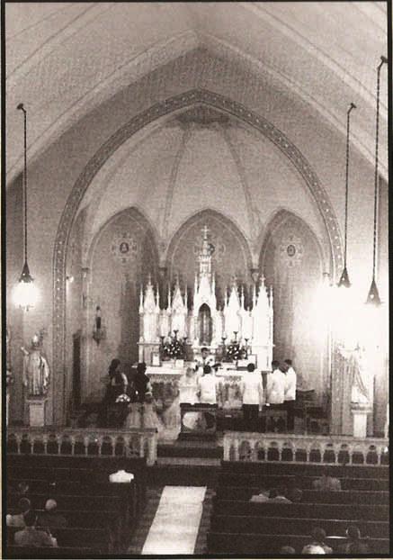 In 1905 the second and present St. Patrick s Church was built of red brick by the Morrissey Brothers, on the original site of the first church. The cornerstone was laid by the most Rev. Archbishop G.