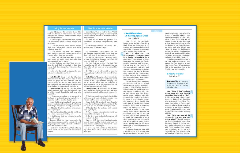 SAMPLE TEACHER GUIDE LESSON Bible Commentary expounds on the lesson s Scripture and is printed in a twocolumn format with space between for you to write your own notes and reminders.