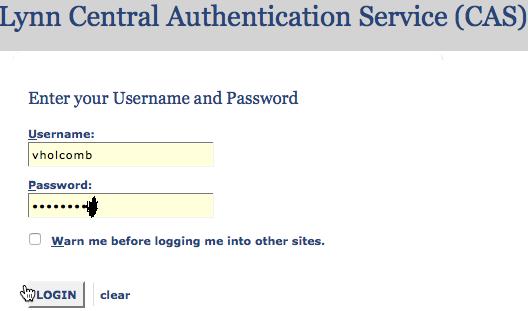 3. Select LOGIN FIGURE 142 LYNN CENTRAL AUTHENTICATION SERVICE LOG IN 4.