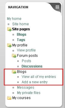 Figure 15: Discussions Blogs As shown in the Figure, the Blogs folder contains two links.