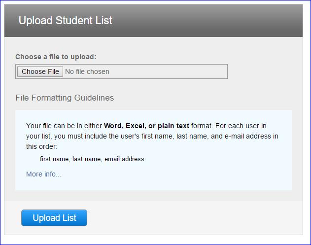 Adding Students Be sure to follow prescribed formatting in