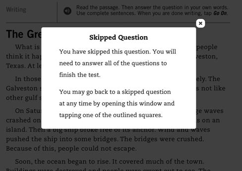 To skip the question and answer it later, tap Skip.