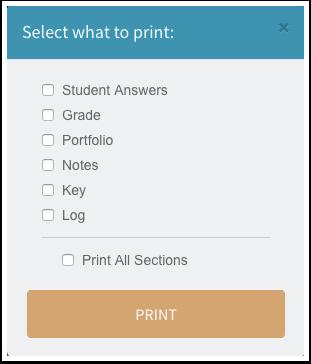 Select which fields to print Any of the Gradebook fields can be printed by clicking the Print