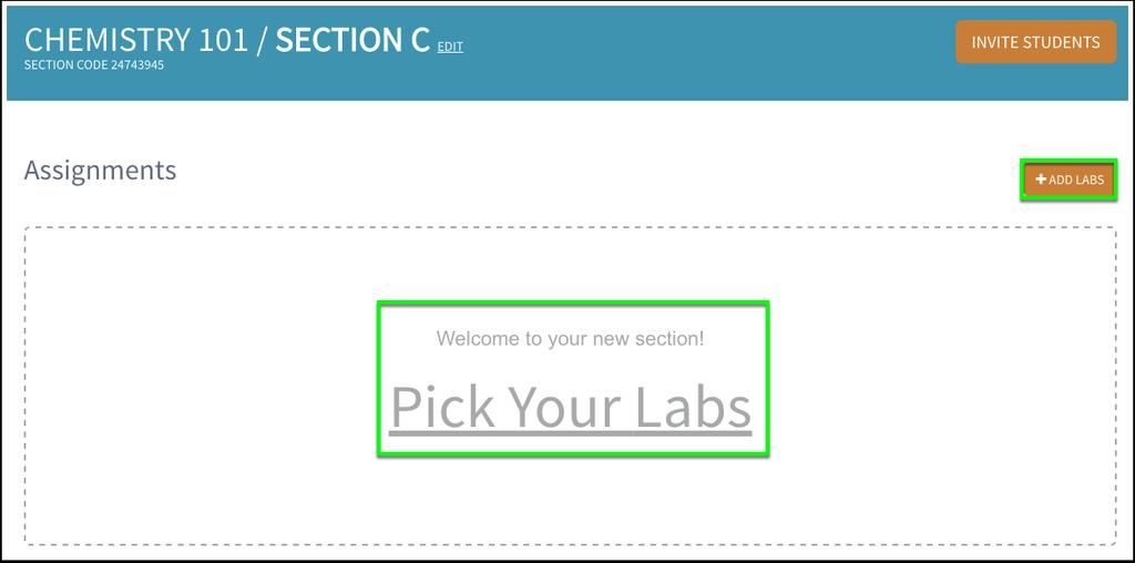 How do I assign a lab? Click the section title From your Courses page, click the title of the section where you want to assign a lab.