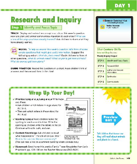 The Research and Inquiry lesson teaches students to connect steps of the research process to 21st century skills in a weekly inquiry project.