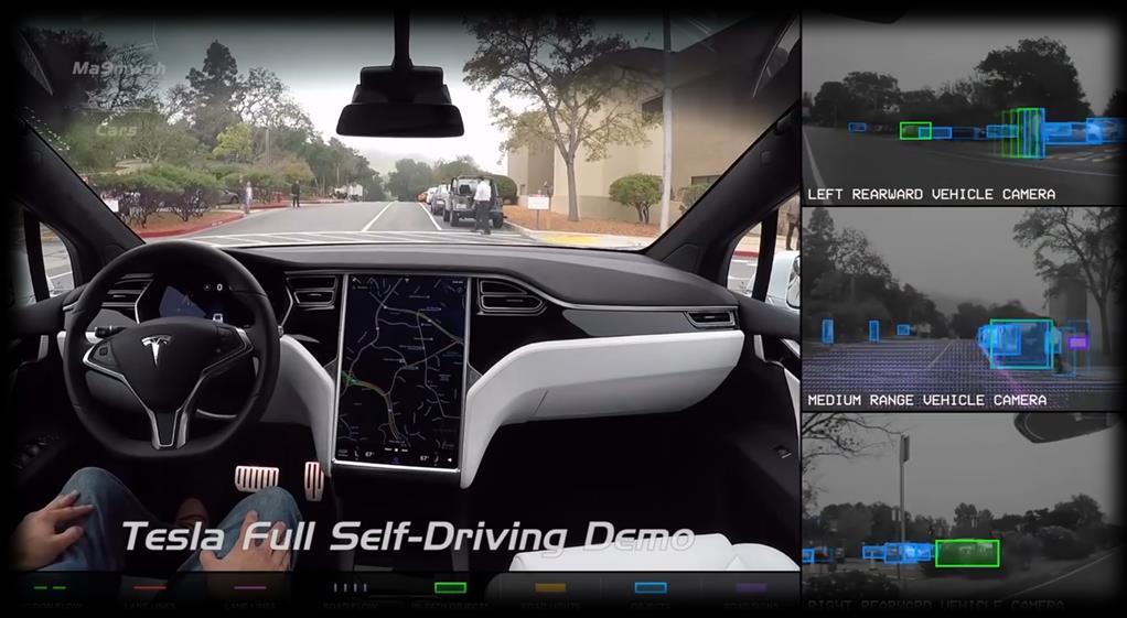 Self-driving cars (Tesla, 2016) A Tesla electric vehicle drives without human intervention Notice how it distinguishes