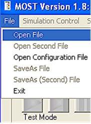 Step 2. Open file. From the MOST interface, select Open File as shown in Figure 4. Locate the MOST input files folder. Go to the Lab1 folder, then the Exp2 folder. Open the file: lab1-exp2-1.inp. Step 3.