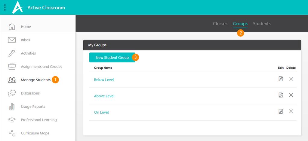User Guide Manage Students 25 Manage Students Create Student Groups You can create groups to organize students by learning style, reading level, or other criteria.