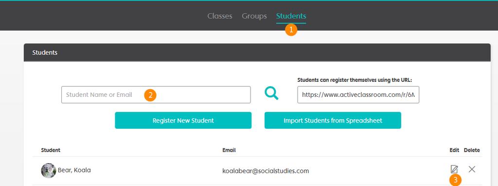 User Guide Edit Student Information 26 Edit Student Information You can change a student s email address, password, name, or class by editing the student s profile.