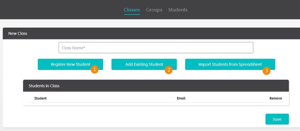 If your students already have Active Classroom accounts, you can add them to your class by clicking the Add Existing Student button [2].
