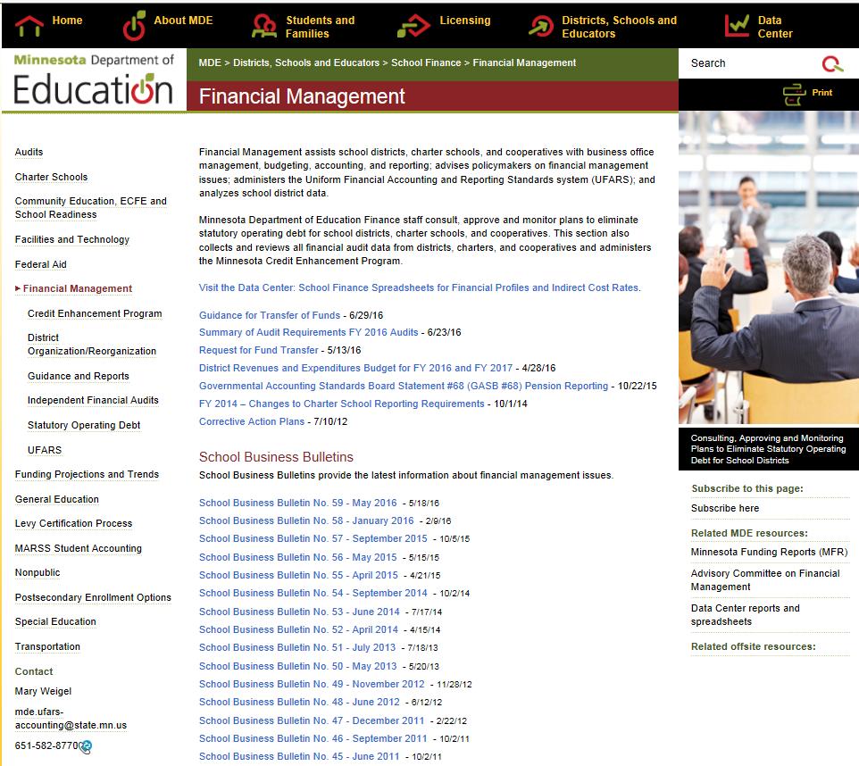 Navigating MDE Website MDE > Districts, Schools and