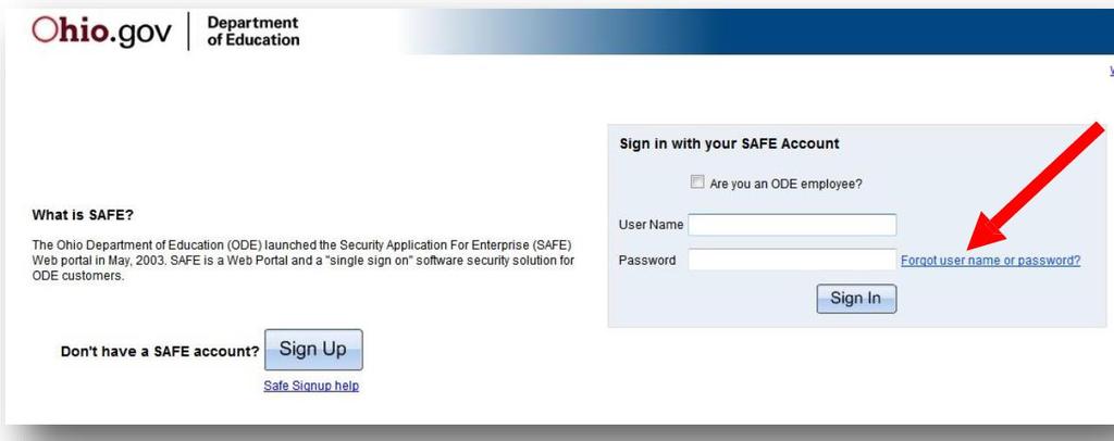Sign in to your SAFE account.