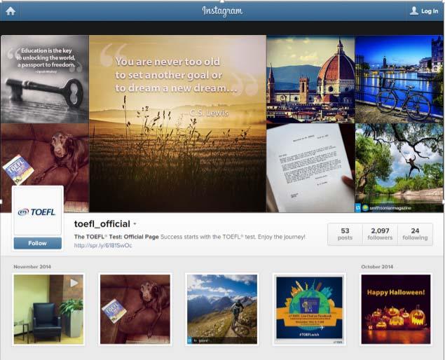 TOEFL Page on Instagram Launched