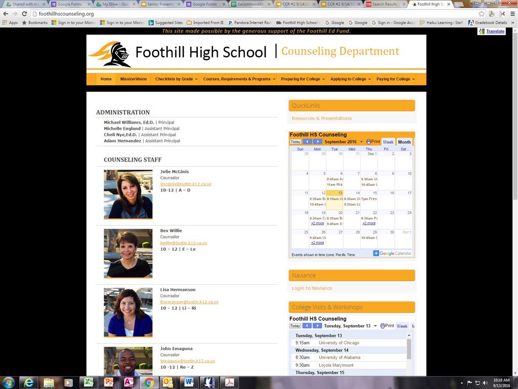 Foothill Counseling Website for updated