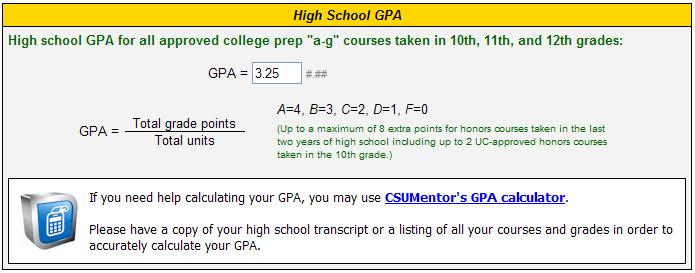 GPA Calculation Self Reported