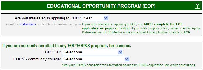 Educational Opportunity Program (EOP) New EOP&S Fee Waiver