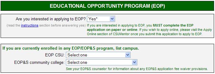 apply for EOP online, Go to Apply