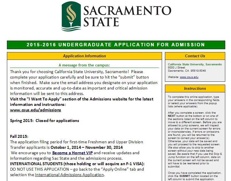 CAMPUS INSTRUCTION SCREEN Contains campus specific information Applicants should