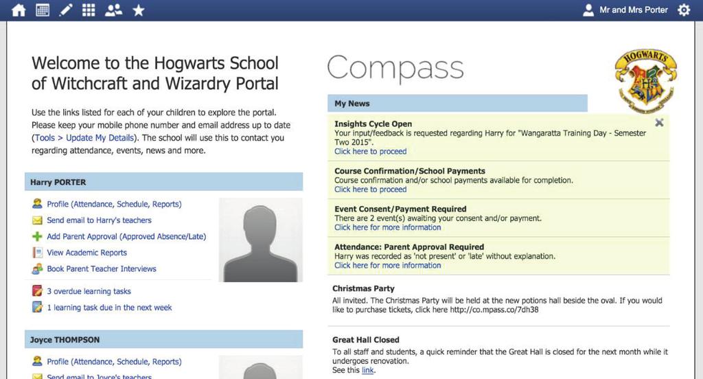 Consent and Payments 1 From the Compass home screen, click on the event alert under My News (screenshot 1) or navigate to Events under the Organisation menu item (screenshot 2).