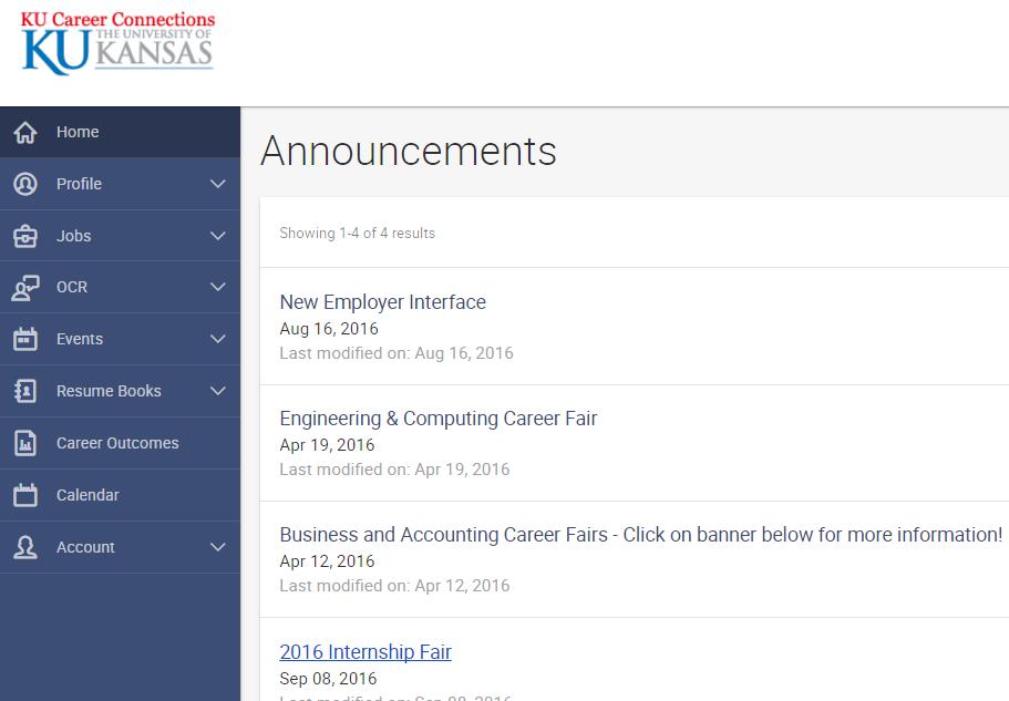 to our online career services management system, KU Career Connections. Log in or register today! 2 UPDATE YOUR PROFILE Complete your organization profile and keep your information updated.