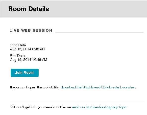 If you need to use the Launch Room option, click Launch Room.