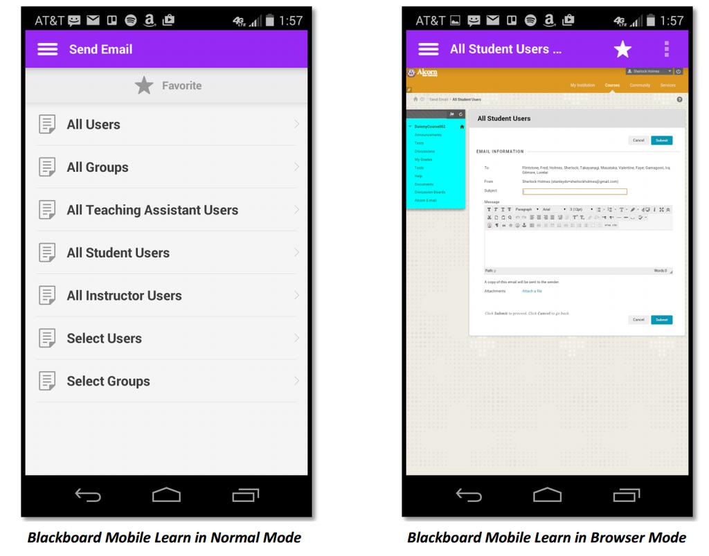 ABOUT BLACKBOARD MOBILE LEARN The Blackboard Mobile Learn app is now available for students and faculty in both the Google Play and Apple App stores; just search for Blackboard Mobile Learn.