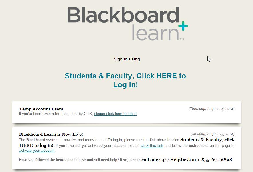 The second way you can access Blackboard is to type the link into the address bar which is: