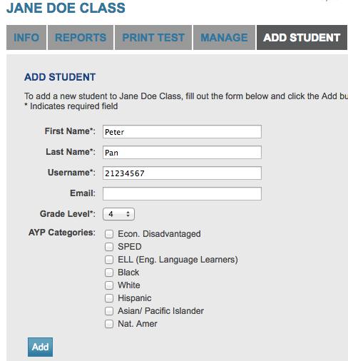 Create your student accounts (cont d) 3) Enter the student s first name, last name, and
