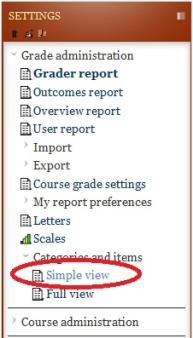 First, click Grades in the Settings block. This will allow you to view Grade Administration settings.