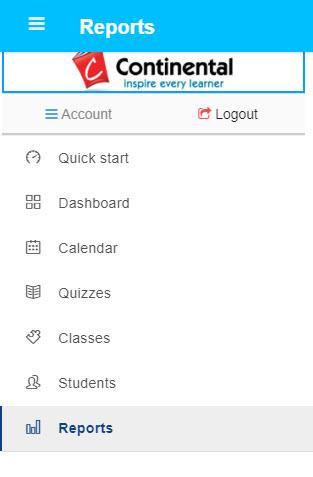 Then select Reports from the menu list. Step 2: Select Assessments and choose the class to view.