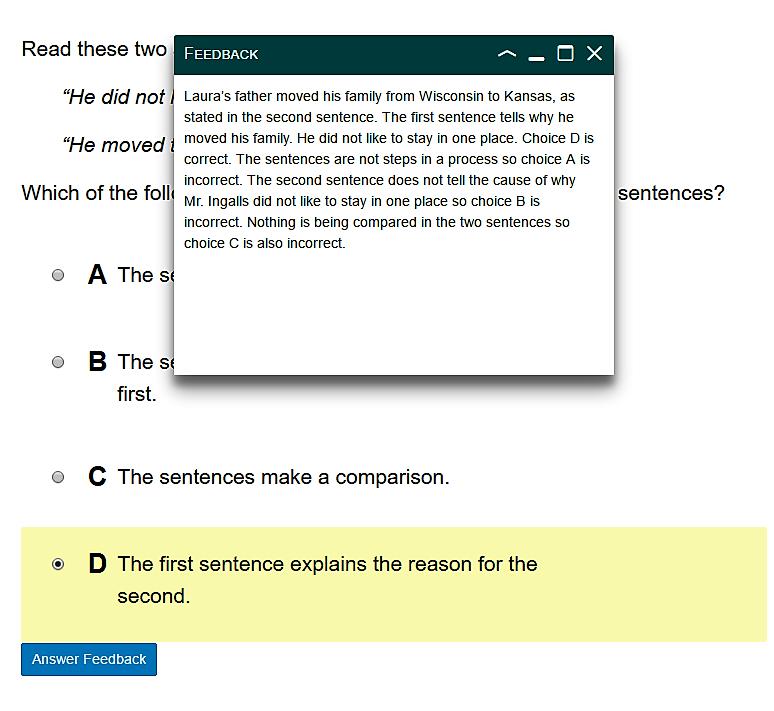 Automated answer feedback for multiple choice questions and teacher feedback that you have provided on their text