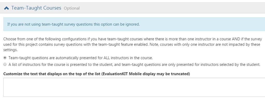 Team-Taught Courses - This section allows you to configure your course for Team-Taught Courses.