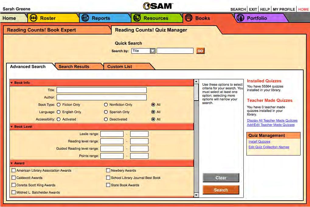 Installing Quizzes Quizzes purchased for use with Reading Counts! should be installed on the computer that hosts the SAM Server so students and teachers may access them. To install the quizzes: 1.