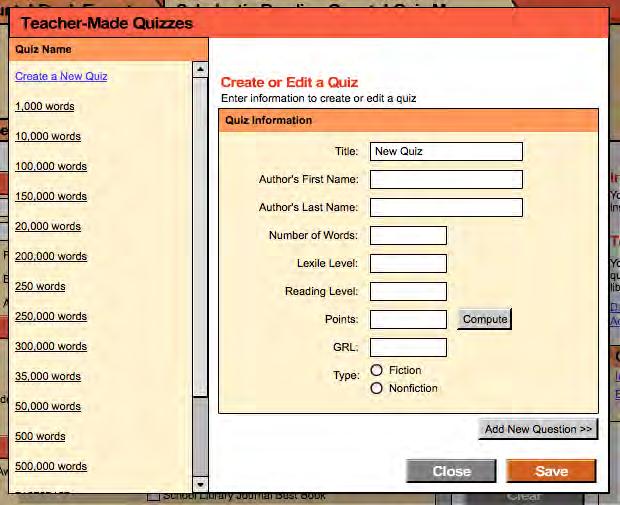 Creating a Teacher-Made Quiz To create a quiz from the Quiz Manager s Search screen: 1. Click the Add/Edit Teacher-Made Quizzes link on the right side of the Quiz Manager Search screen.